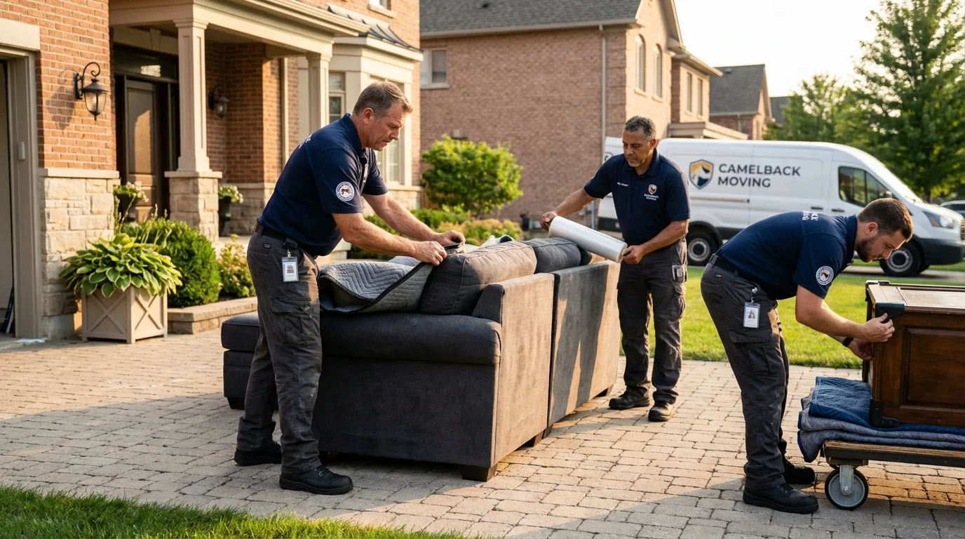 Large estate moving crew wrapping furniture in Cohasset, MN